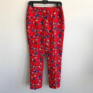 Cynthia Rowley Red Blue Floral Ankle Dress Pants 4